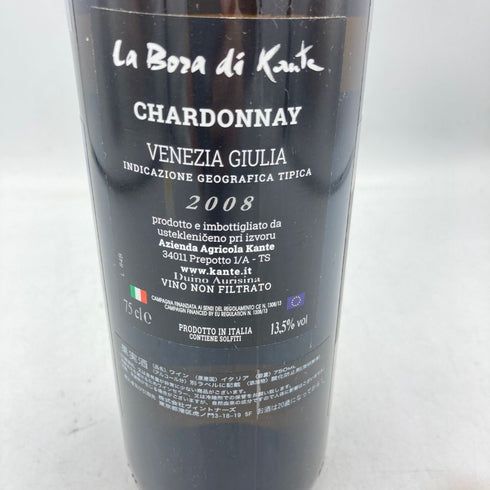 ラ ボーラ ディ カンテ シャルドネ 2008 750ml 13.5% LA BORA DI KANTE CHARDONNAY【1D】