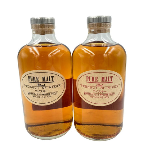 東京都限定◆ニッカ ピュアモルト ブラック&レッド 500ml 43% NIKKA PURE MALT 2本セット 【M4】