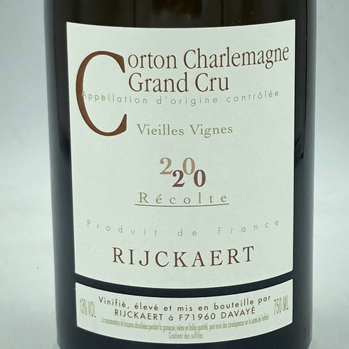 リケール コルトン シャルルマーニュ グランクリュ ヴィエイユ ヴィーユ 2020 750ml 13% Rijckaert Corton Charlemagne Grand Cru Vieille Vignes【E】